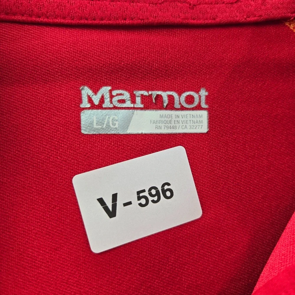 Marmot Men Sweatshirt Large Red 1/2 Zip Pockets Thumbholes Mock‎ Neck Pullover